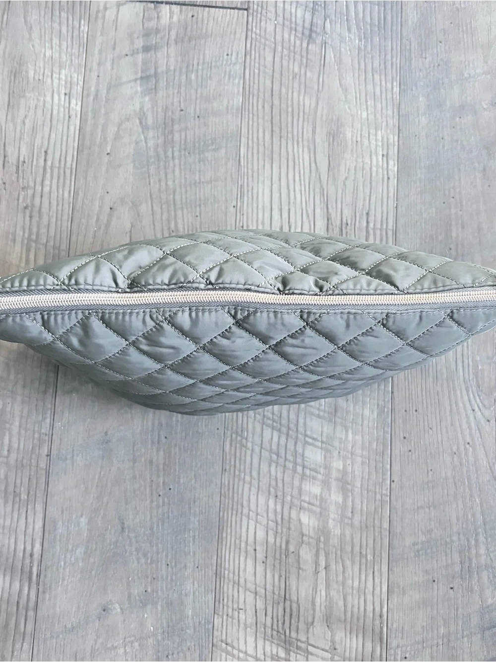 Quilted Olive Green Women's Cosmetic Pouch